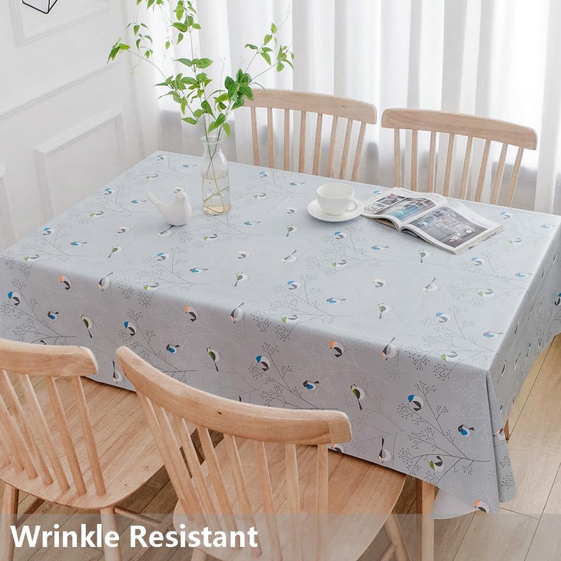 TruDelve Heavy Duty Vinyl Tablecloth Plastic Table Cloth Square Tables Waterproof Oilcloth Tablecloths Outdoor Picnic Table Cover (54'' x 54'', Birds-1) - Image 3